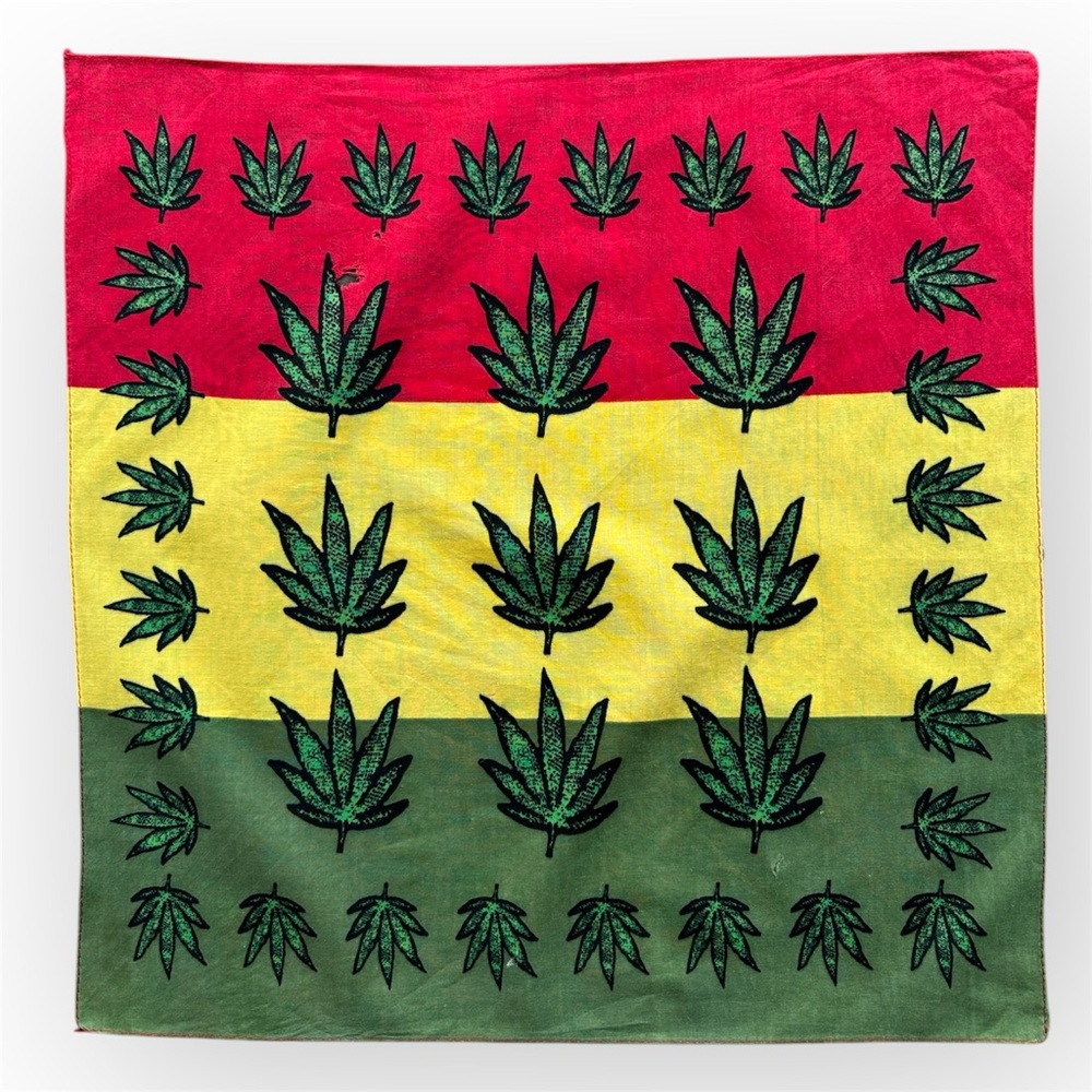 (2 for $10) Rasta inspired Leaf Bandana